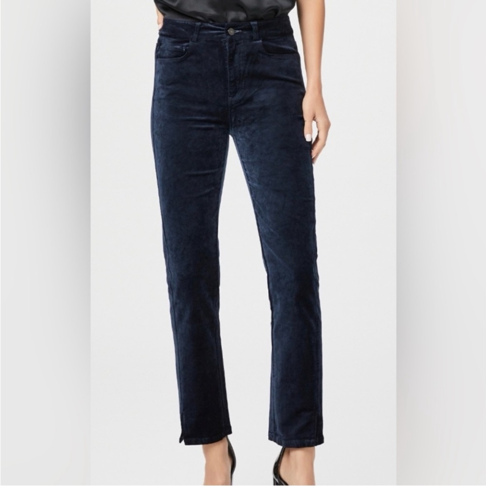 Paige Cindy High Waist Deep Blue Velvet Pants Women’s 27 minimalist